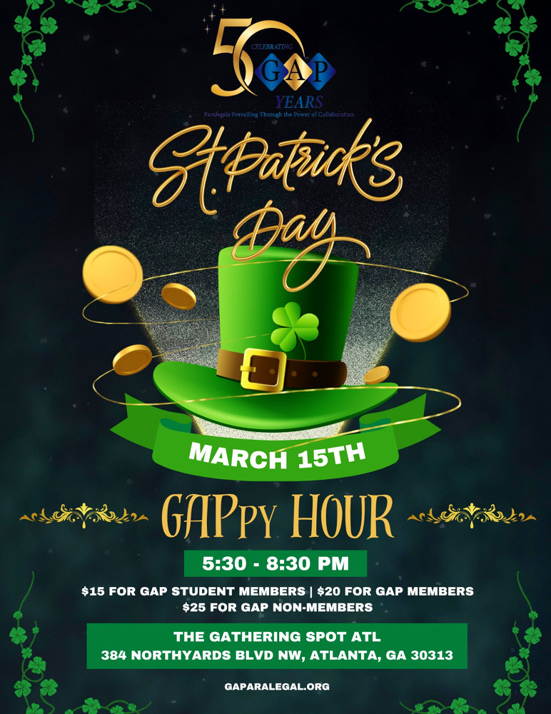 St. Patrick's Day Happy Hour with drinks and gold coins theme.